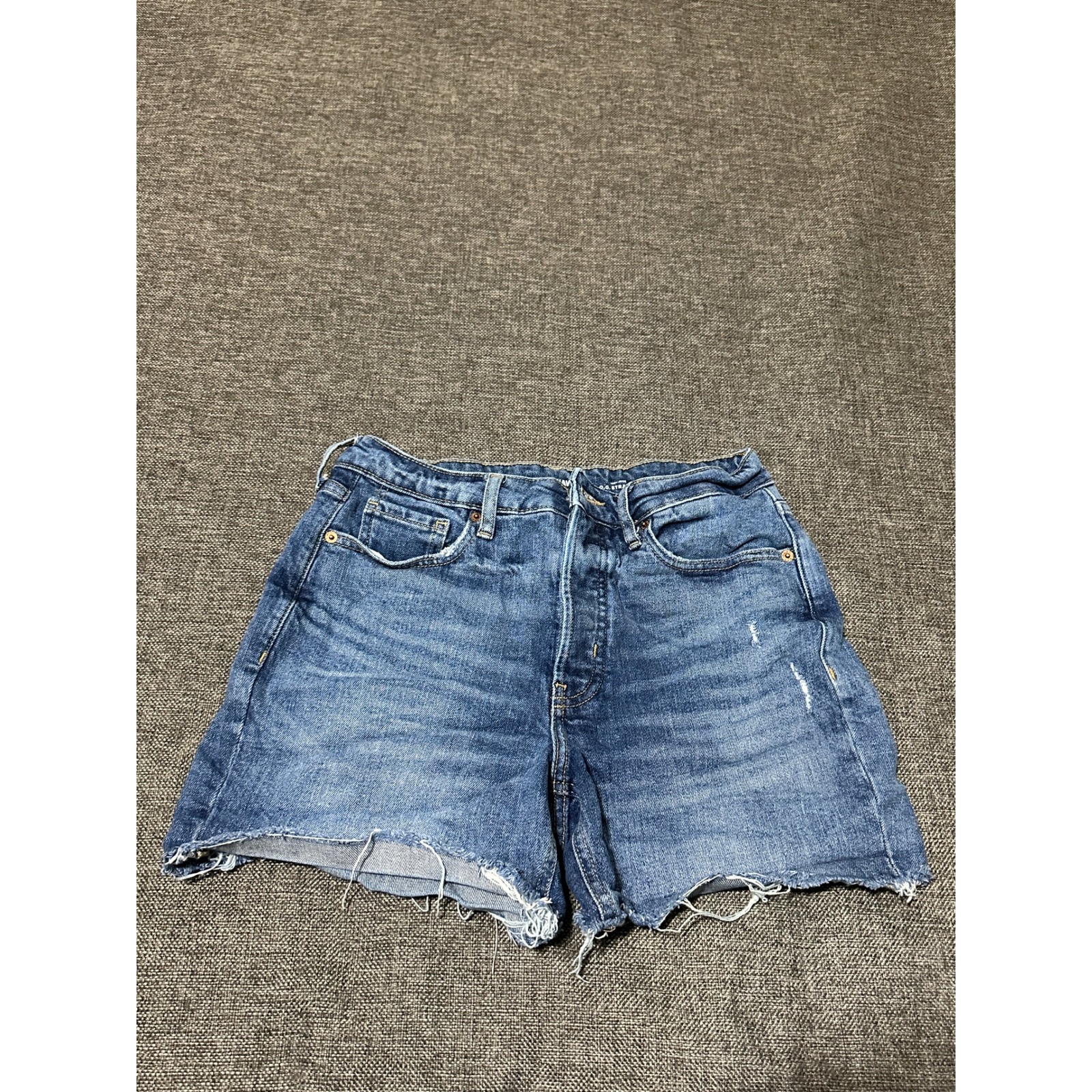 Old Navy Women's 8 Jean Shorts High Rise O.G. Straight Button Fly Cut Off Blue